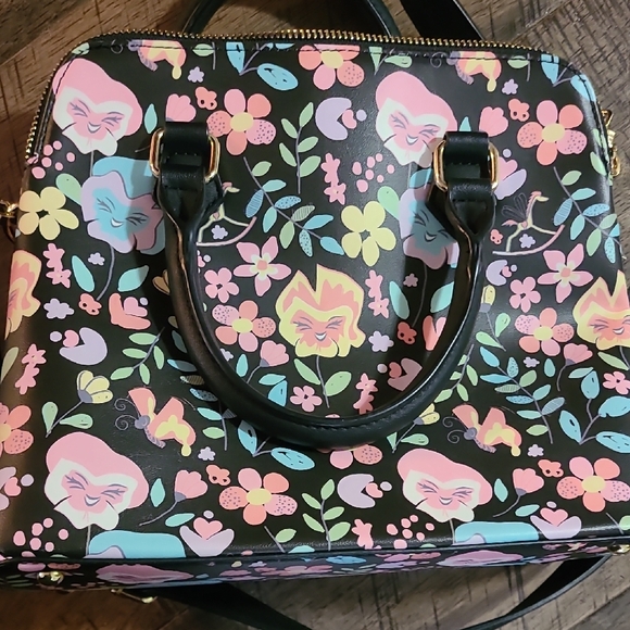 Loungefly Disney Floral Black Satchel - Picture 6 of 10